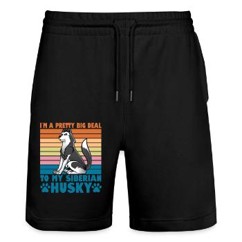 Je suis un gros problème pour mon Husky sibérien - Short de jogging bio TRAINER Stanley/Stella unisexe - noir - Devant - Nik (191cm) & Marisol (170cm)