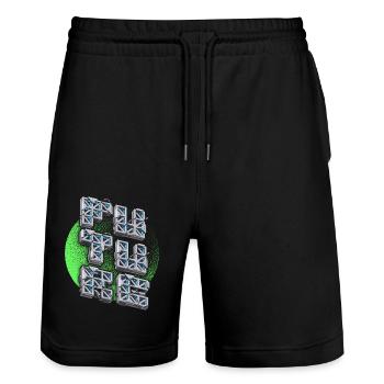 3D Zukunft-Vision, sci fi, futuristisches Metall - Stanley/Stella Unisex Bio Joggingshorts Trainer  - Schwarz - Vorne - Nik (191cm) & Marisol (170cm)