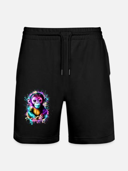 Affe Bunt - Stanley/Stella Unisex Bio Joggingshorts Trainer - Schwarz