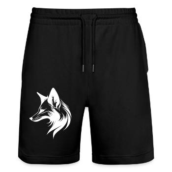 Fuchs Porträt in fliessenden Linien Style - Stanley/Stella Unisex Bio Joggingshorts Trainer  - Schwarz - Vorne - Nik (191cm) & Marisol (170cm)