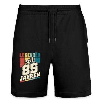85. Geburtstag Legendär Seit 85 Jahren Legende 85 - Stanley/Stella Unisex Bio Joggingshorts Trainer  - Schwarz - Vorne - Nik (191cm) & Marisol (170cm)