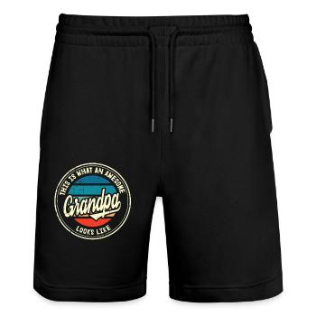Bester Opa Großvater der Welt Retro Geschenk - Stanley/Stella Unisex Bio Joggingshorts Trainer  - Schwarz - Vorne - Nik (191cm) & Marisol (170cm)