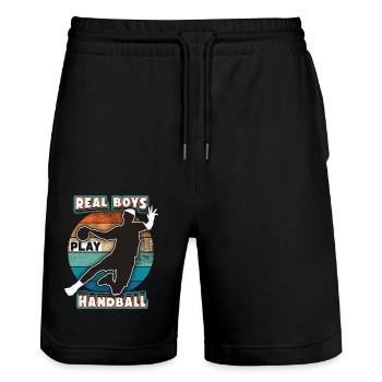 Handball Joueur De Handball, Dicton Sportif, Arc-en-ciel - Short de jogging bio TRAINER Stanley/Stella unisexe - noir - Devant - Nik (191cm) & Marisol (170cm)