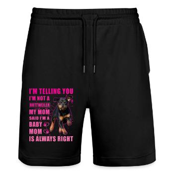 Rottweiler Spruch - Stanley/Stella Unisex Bio Joggingshorts Trainer  - Schwarz - Vorne - Nik (191cm) & Marisol (170cm)