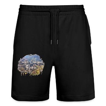 Colca Canyon Peru Souvenir - Stanley/Stella Trainer Unisex Organic Jogging Shorts - black - Front - Nik (191cm) & Marisol (170cm)