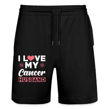 I Love My Cancer Husband - Stanley/Stella Trainer Unisex Organic Jogging Shorts - black - Front - Nik (191cm) & Marisol (170cm)