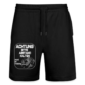 Hundetrainerin Achtung Hund Dog - Stanley/Stella Unisex Bio Joggingshorts Trainer  - Schwarz - Vorne - Nik (191cm) & Marisol (170cm)