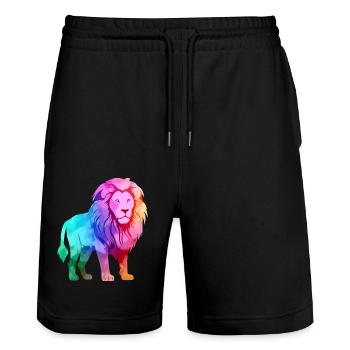 Ero the proud lion - Stanley/Stella Trainer Unisex Organic Jogging Shorts - black - Front - Nik (191cm) & Marisol (170cm)