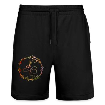 Monogramme, Lettre N, Ornement de calligraphie - Short de jogging bio TRAINER Stanley/Stella unisexe - noir - Devant - Nik (191cm) & Marisol (170cm)