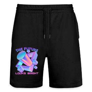 Futuristische Form Zukunfts-Design lustiger Spruch - Stanley/Stella Unisex Bio Joggingshorts Trainer  - Schwarz - Vorne - Nik (191cm) & Marisol (170cm)