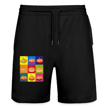 Kürbis Retro Fall Lover Lustig Herbst Kunstwerk - Stanley/Stella Unisex Bio Joggingshorts Trainer  - Schwarz - Vorne - Nik (191cm) & Marisol (170cm)