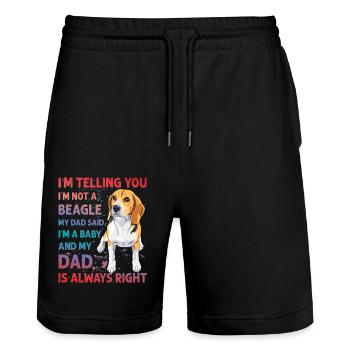 Beagle Funny Saying - Stanley/Stella Trainer Unisex Organic Jogging Shorts - black - Front - Nik (191cm) & Marisol (170cm)