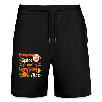 Épices à la citrouille et tout le bel automne mignon - Short de jogging bio TRAINER Stanley/Stella unisexe - noir - Devant - Nik (191cm) & Marisol (170cm)
