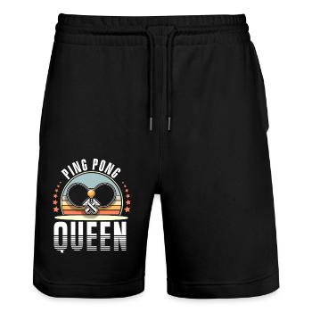 Ping-pong - Short de jogging bio TRAINER Stanley/Stella unisexe - noir - Devant - Nik (191cm) & Marisol (170cm)