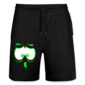 visage fou heureux dessin animé visage heureux dessin animé - Short de jogging bio TRAINER Stanley/Stella unisexe - noir - Devant - Nik (191cm) & Marisol (170cm)