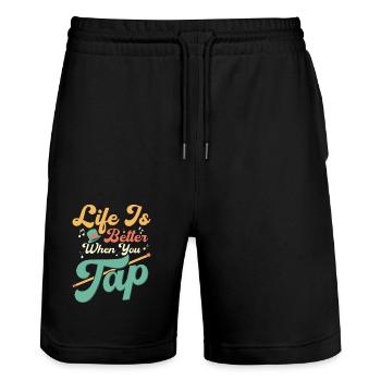 Life Is Better When You Tap Tap Dance Tap Dancer - Stanley/Stella Unisex Bio Joggingshorts Trainer  - Schwarz - Vorne - Nik (191cm) & Marisol (170cm)