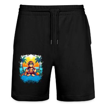 Tropical Monkey Paradise: Lustiger und modischer Beac - Stanley/Stella Unisex Bio Joggingshorts Trainer  - Schwarz - Vorne - Nik (191cm) & Marisol (170cm)
