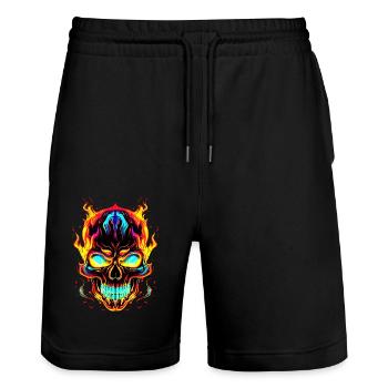 Evoke the Dark Side: Unique Skull Gothic - Stanley/Stella Trainer Unisex Organic Jogging Shorts - black - Front - Nik (191cm) & Marisol (170cm)