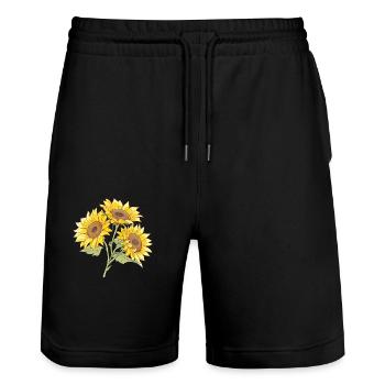 Floral Flowers Lover Yellow Sunflower Cool Summer - Stanley/Stella Trainer Unisex Organic Jogging Shorts - black - Front - Nik (191cm) & Marisol (170cm)