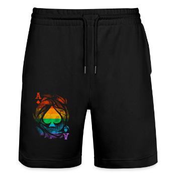 Gay Pride Parade LGBTQ+ Rainbow Flag Body Positive - Stanley/Stella Unisex Bio Joggingshorts Trainer  - Schwarz - Vorne - Nik (191cm) & Marisol (170cm)