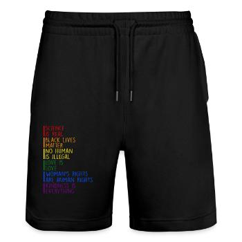 Gay-Pride-Wissenschaft ist echt Black Lives Matter - Stanley/Stella Unisex Bio Joggingshorts Trainer  - Schwarz - Vorne - Nik (191cm) & Marisol (170cm)