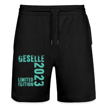 Geselle Gesellenprüfung bestanden Gesellen - Stanley/Stella Unisex Bio Joggingshorts Trainer  - Schwarz - Vorne - Nik (191cm) & Marisol (170cm)