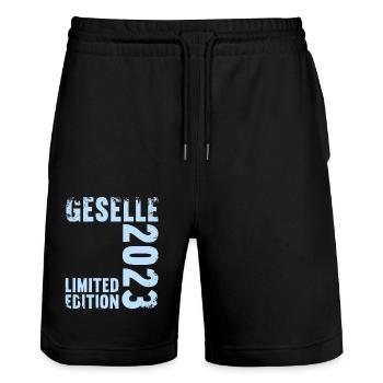 Geselle Gesellenprüfung bestanden Gesellen - Stanley/Stella Unisex Bio Joggingshorts Trainer  - Schwarz - Vorne - Nik (191cm) & Marisol (170cm)