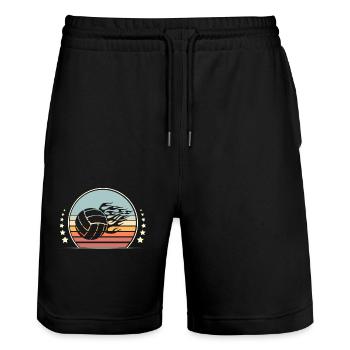 Volleyball - Stanley/Stella Trainer Unisex Organic Jogging Shorts - black - Front - Nik (191cm) & Marisol (170cm)