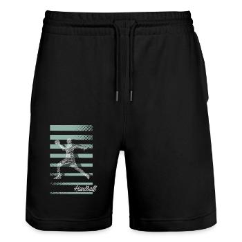 Handball Handballer - Stanley/Stella Unisex Bio Joggingshorts Trainer  - Schwarz - Vorne - Nik (191cm) & Marisol (170cm)