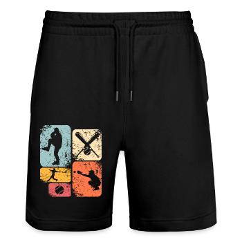 Baseball - Stanley/Stella Unisex Bio Joggingshorts Trainer  - Schwarz - Vorne - Nik (191cm) & Marisol (170cm)