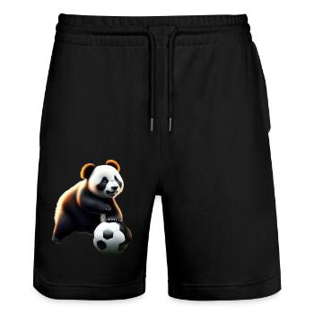 Panda Footballer - Stanley/Stella Unisex Bio Joggingshorts Trainer  - Schwarz - Vorne - Nik (191cm) & Marisol (170cm)