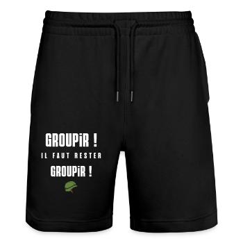 Groupir ! Il faut rester groupir ! - Short de jogging bio TRAINER Stanley/Stella unisexe - noir - Devant - Nik (191cm) & Marisol (170cm)