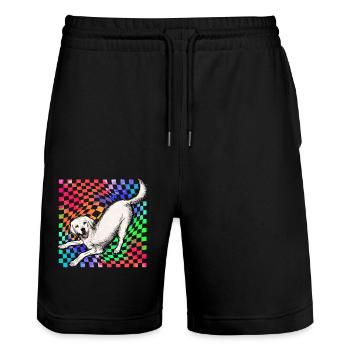 Labrador Retro - Stanley/Stella Unisex Bio Joggingshorts Trainer  - Schwarz - Vorne - Nik (191cm) & Marisol (170cm)