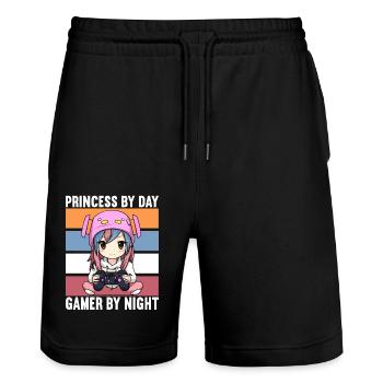 Gaming Console PC Gamer Girl Gamer Girl - Stanley/Stella Trainer Unisex Organic Jogging Shorts - black - Front - Nik (191cm) & Marisol (170cm)