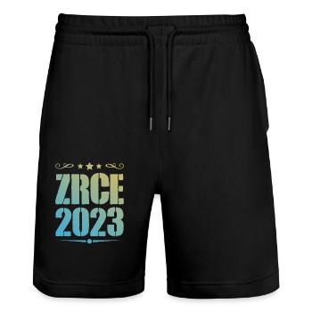 Zrce 2023 - Stanley/Stella Trainer Unisex Organic Jogging Shorts - black - Front - Nik (191cm) & Marisol (170cm)