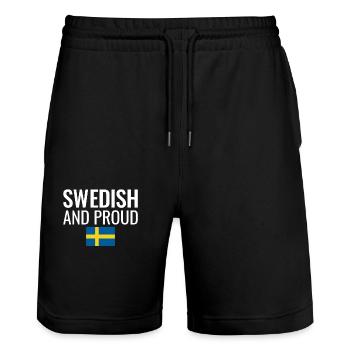 Suédois et fier de la Suède Drapeau suédois - Short de jogging bio TRAINER Stanley/Stella unisexe - noir - Devant - Nik (191cm) & Marisol (170cm)