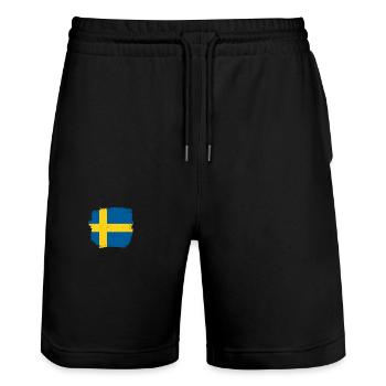Suède Drapeau suédois Fier Suédois - Short de jogging bio TRAINER Stanley/Stella unisexe - noir - Devant - Nik (191cm) & Marisol (170cm)