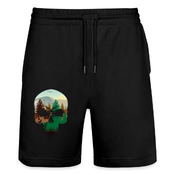 Wald Totenkopf - Stanley/Stella Unisex Bio Joggingshorts Trainer  - Schwarz - Vorne - Nik (191cm) & Marisol (170cm)