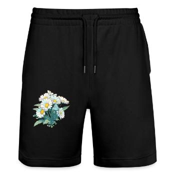 Awesome Daisies Flowers Vintage Cool Daisy Lover - Stanley/Stella Trainer Unisex Organic Jogging Shorts - black - Front - Nik (191cm) & Marisol (170cm)