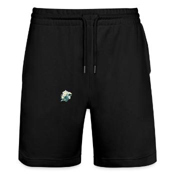 Cool Floral Flowers Patch Vintage Daisy Lover Pun - Stanley/Stella Trainer Unisex Organic Jogging Shorts - black - Front - Nik (191cm) & Marisol (170cm)