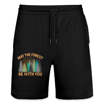 May the forest - Stanley/Stella Unisex Bio Joggingshorts Trainer  - Schwarz - Vorne - Nik (191cm) & Marisol (170cm)
