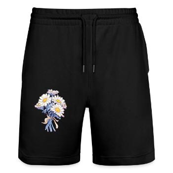 Bouquet de fleurs Lover Cool Daisy Vintage Jeu de mots floral - Short de jogging bio TRAINER Stanley/Stella unisexe - noir - Devant - Nik (191cm) & Marisol (170cm)