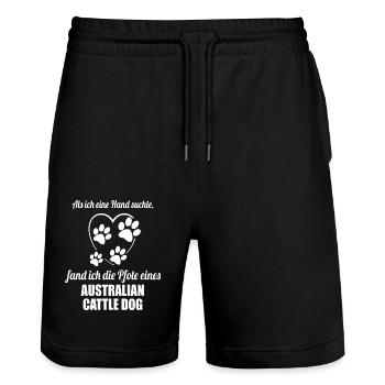 Hand & Pfote - Spruch - Australian Cattle Dog - Stanley/Stella Unisex Bio Joggingshorts Trainer  - Schwarz - Vorne - Nik (191cm) & Marisol (170cm)