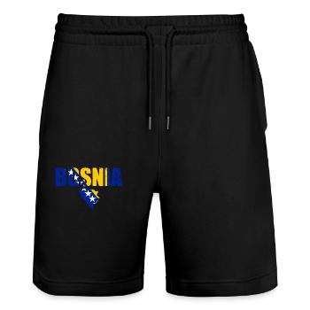 Bosnia Vintage Karte Bosnien Flagge Bosnier - Stanley/Stella Unisex Bio Joggingshorts Trainer  - Schwarz - Vorne - Nik (191cm) & Marisol (170cm)