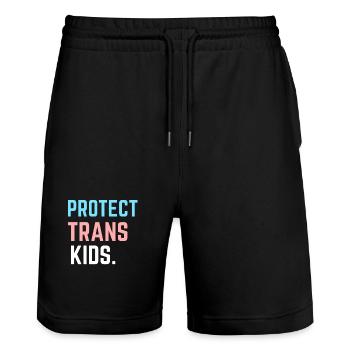 Protect Trans Kids - Support LGBT Pride Month Gift - Stanley/Stella Trainer Unisex Organic Jogging Shorts - black - Front - Nik (191cm) & Marisol (170cm)