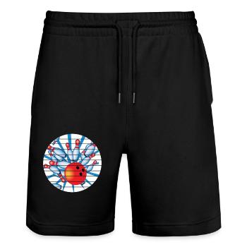 Bowling Bowling Club Skittles Bowler Bowling Club - Stanley/Stella Trainer Unisex Organic Jogging Shorts - black - Front - Nik (191cm) & Marisol (170cm)