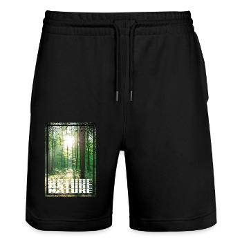 Nature Forest - Stanley/Stella Unisex Bio Joggingshorts Trainer  - Schwarz - Vorne - Nik (191cm) & Marisol (170cm)