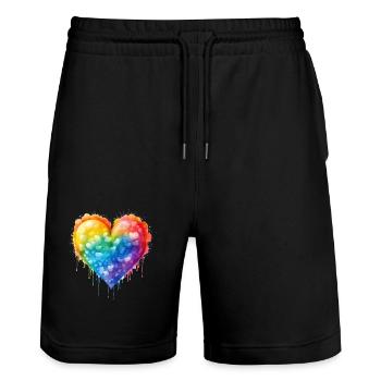 Liebe in allen Farben-LGBT Pride - Stanley/Stella Unisex Bio Joggingshorts Trainer  - Schwarz - Vorne - Nik (191cm) & Marisol (170cm)