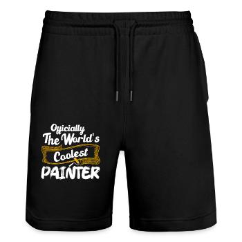 Officially The World's Coolest Painter Job Profess - Stanley/Stella Trainer Unisex Organic Jogging Shorts - black - Front - Nik (191cm) & Marisol (170cm)