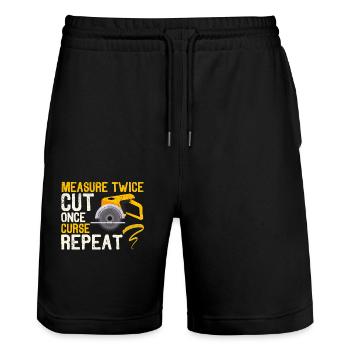 Measure Twice Cut Once Curse Repeat Funny Handyman - Stanley/Stella Trainer Unisex Organic Jogging Shorts - black - Front - Nik (191cm) & Marisol (170cm)